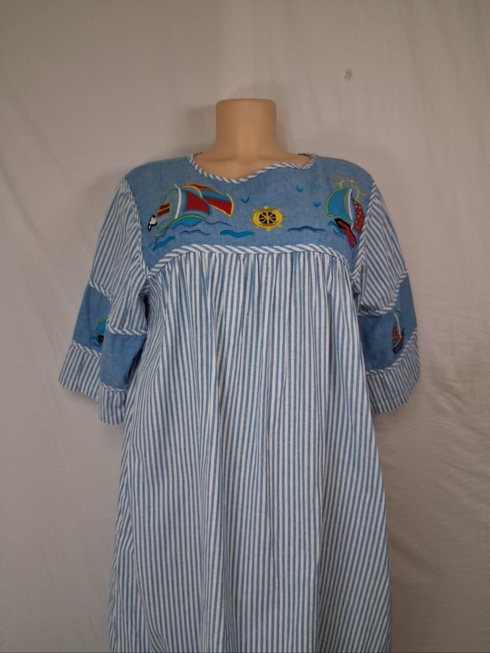 Woman Within Blue and White Striped Cotton Top Size M - Picture 7 of 17